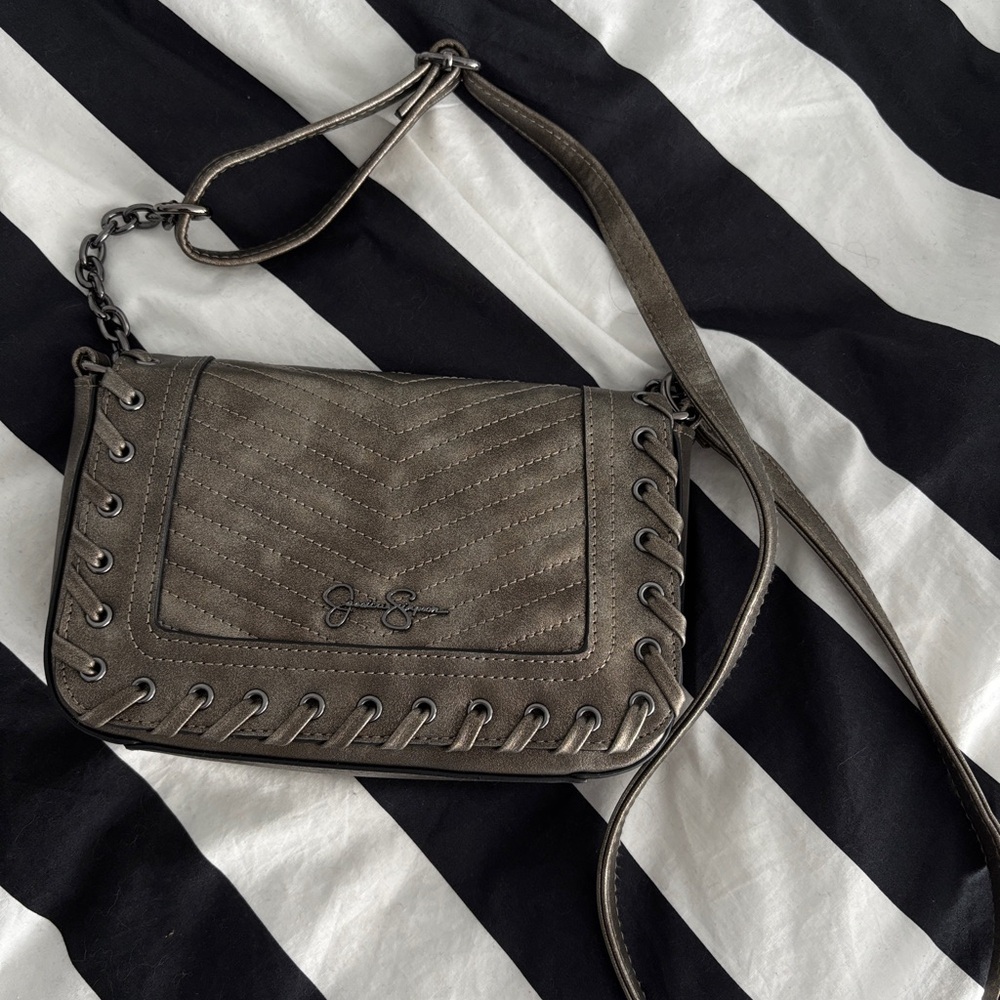 Jessica Simpson Metallic Gray Crossbody Bag
